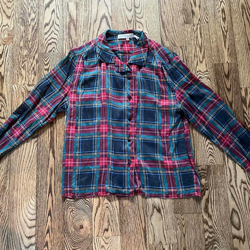Vintage 80s90s silk plaid button up